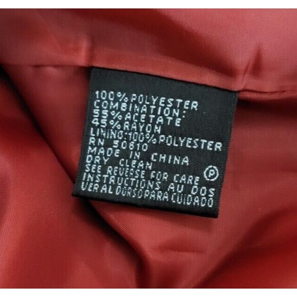 Anne Klein Red Satin Trim Single Button Business Office Suit Blazer Jacket 8P - Picture 7 of 7